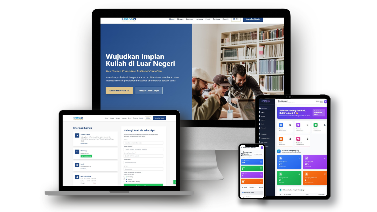 Storcon - Website & CMS Konsultan Pendidikan Luar Negeri