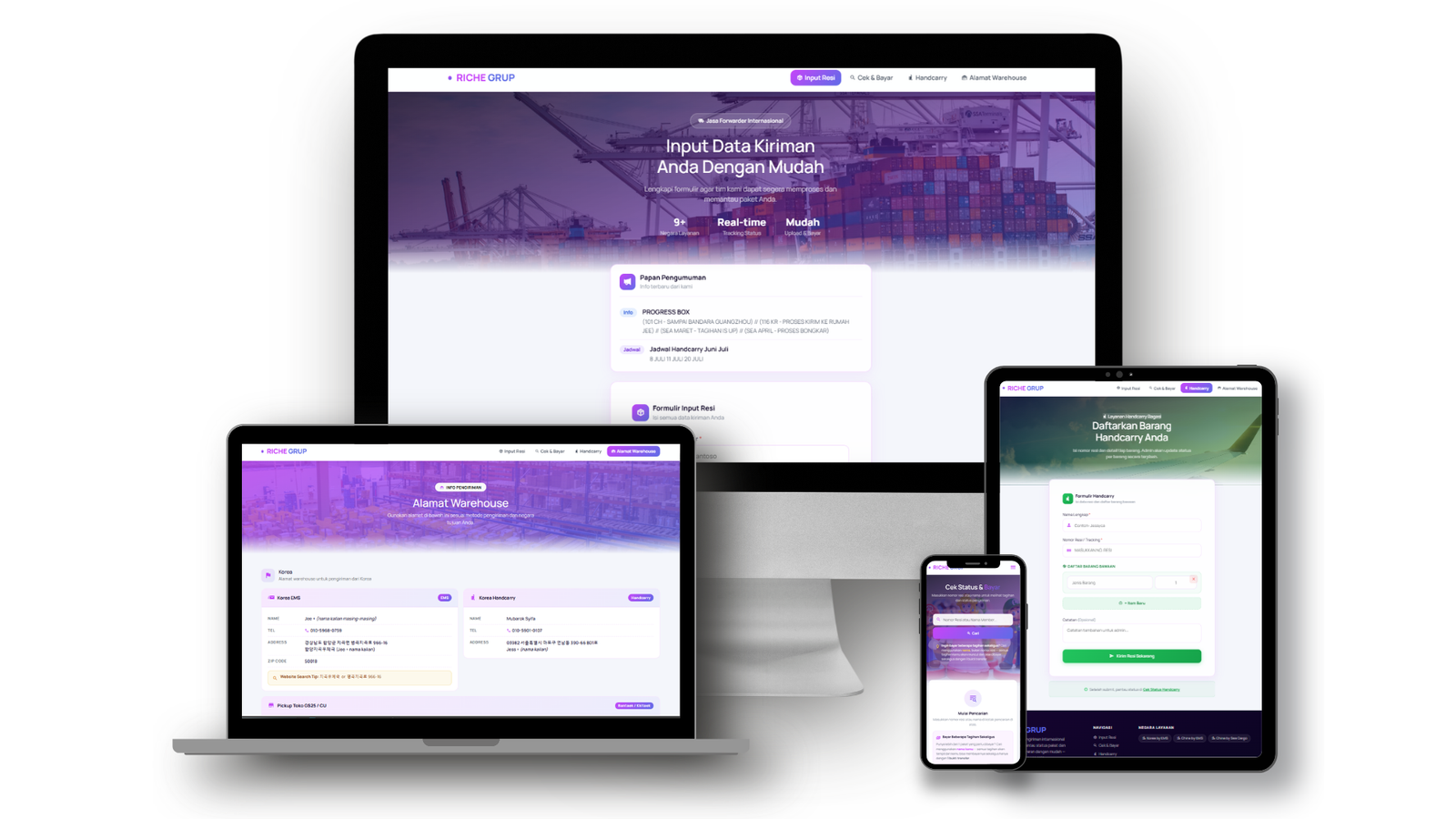 RicheGrup - Sistem Forwarding & Tracking Pengiriman Internasional